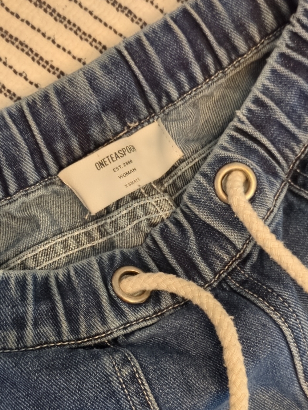 One Teaspoon Navy Blue Relaxed Denim Jogger with Drawstring Sz XS - Picture 4 of 7